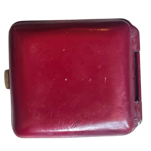 Rosemont Travel Alarm Clock W/  Burgundy Leather Case 15 Rubis Swiss Made Geneva - Picture 16 of 16